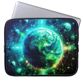 Neon Earth and Her Siblings on 15" Electronics Bag Laptop Fodral