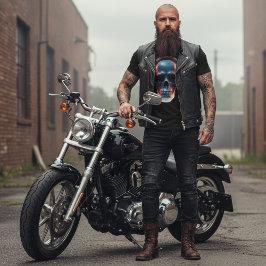 Neon Echo: Synthwave Gamer Skull Graphic T Shirt