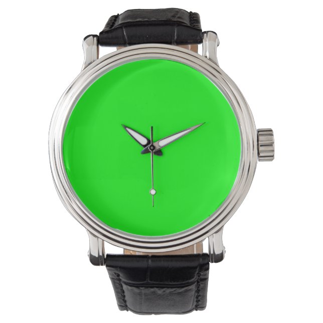 Neon Electric Grönt Solid Färg | Klassisk Armbandsur (Framsida)