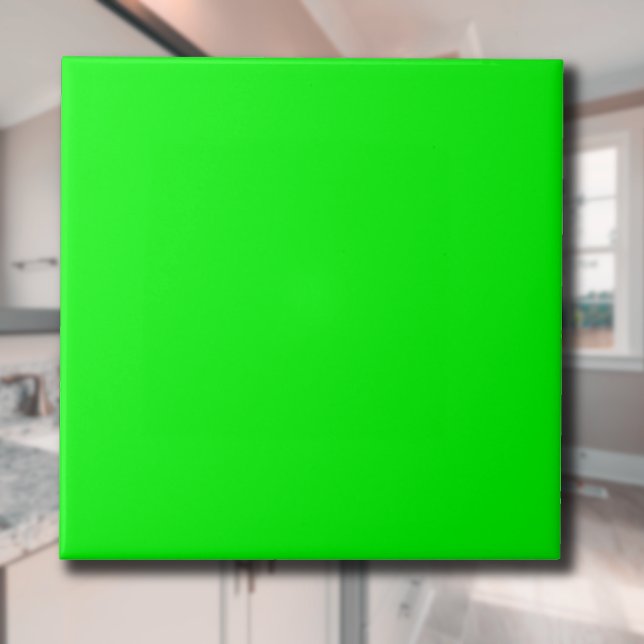 Neon Electric Grönt Solid Färg | Klassisk |Elegant Kakelplatta (Skapare uppladdad)