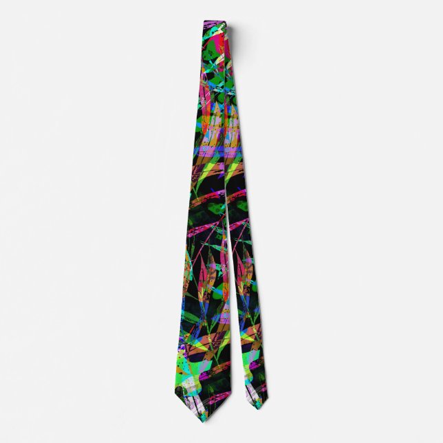 Neon Elektrisk Abstrakt Cyberpunk Slipsklöver Slips (Framsida)