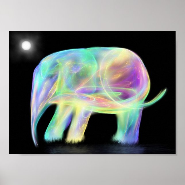 Neon Elephant Print Poster (Framsidan)