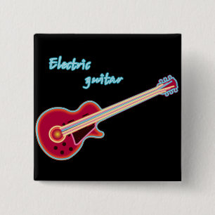 Neon Elgitarr Retro 80-Tals Rockmusik Knapp