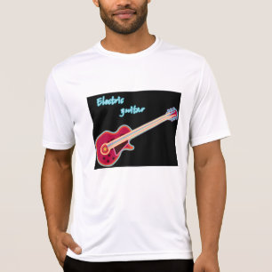 Neon Elgitarr Retro 80-Tals Rockmusik T Shirt