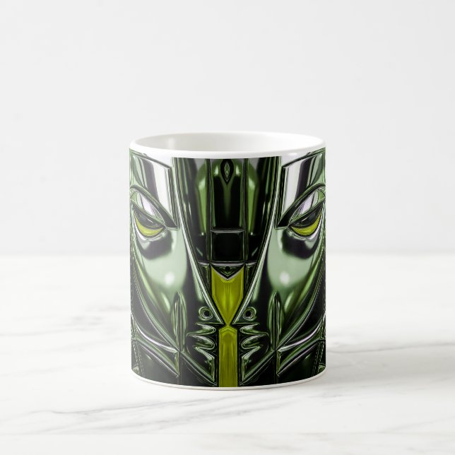 Neon Emerald Metal Face Kaffemugg (Center)
