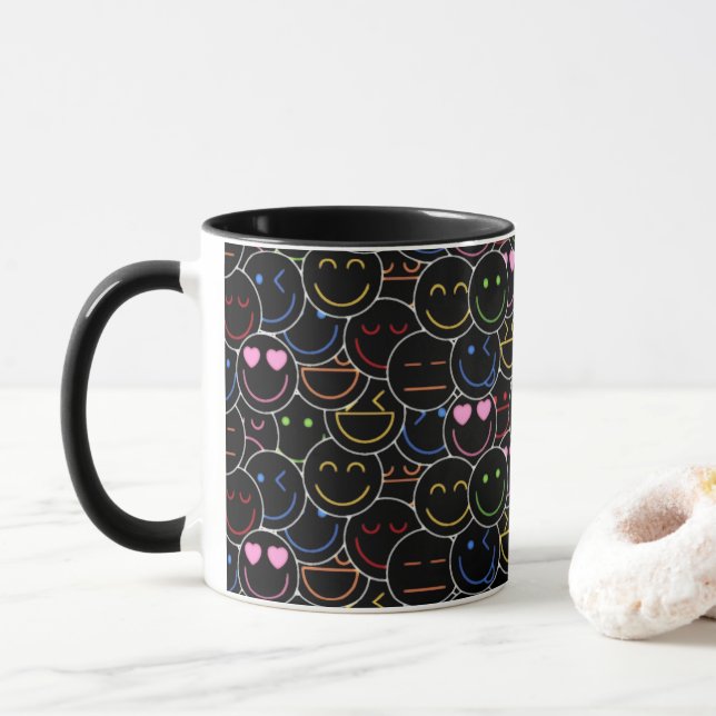 Neon Emoji Coffee Mugg: Modern Retro Vibes Mugg (Med munk)