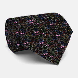 Neon Emoji Mönster Tie: djärv, modern, Retro-Rolig Slips