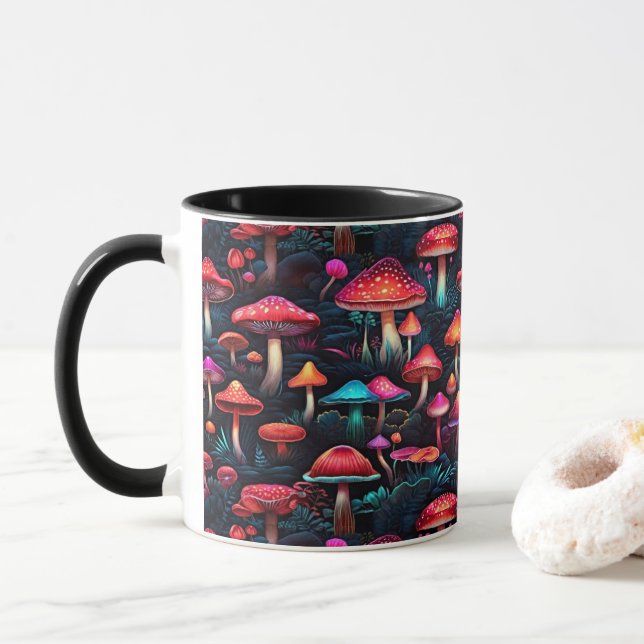 Neon Enchanted Mushroom Forest Mug Mugg (Med munk)