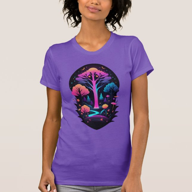 Neon Enchanted Skogen T Shirt (Framsida)