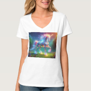 Neon Enhörning Konst – Lysande Fantasi Häst Regnbå T Shirt