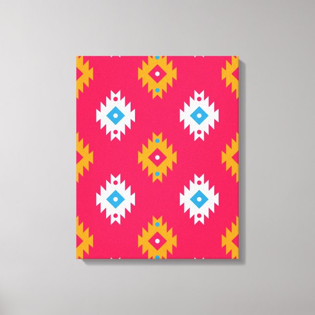 Neon Ethnic Coral Geometric Tribal Linjer Canvastryck (Framsida)