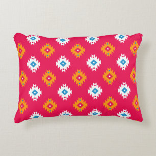 Neon Ethnic Coral Geometric Tribal Linjer Prydnadskudde