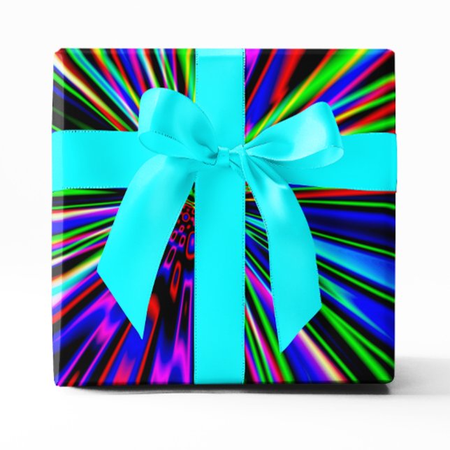 Neon Explosion Färgglad Fraktal Konst Presentpapper (Neon Explosion Colorful Fractal Art Wrapping Paper)