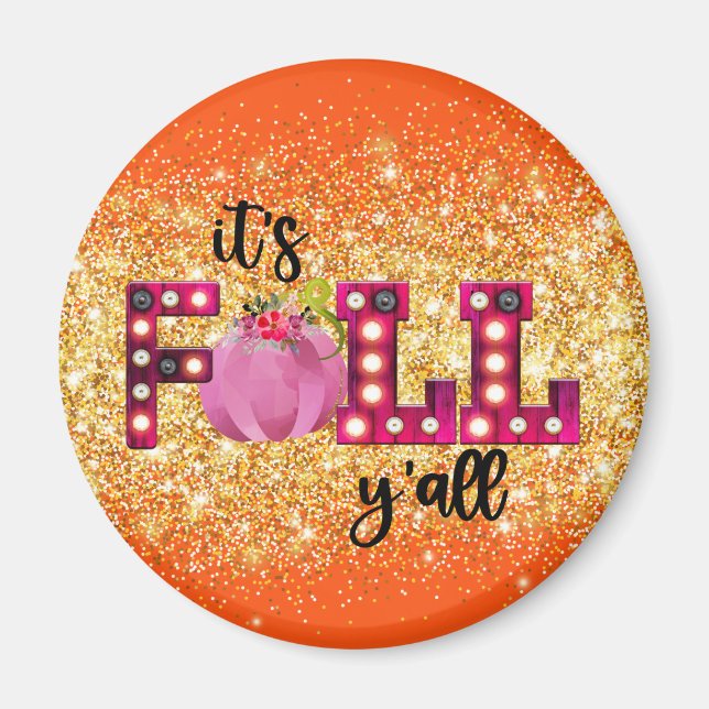 Neon Fall Autumn Anpassa text och Färg Magnet (Framsidan)