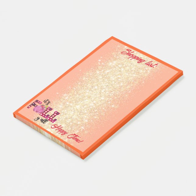 Neon Fall Autumn Anpassa text och Färg Post-it Block (Vinklad)