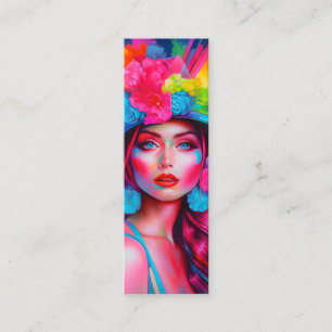 Neon Fantasy Blommigt Porträtt bokmärke Mini Visitkort