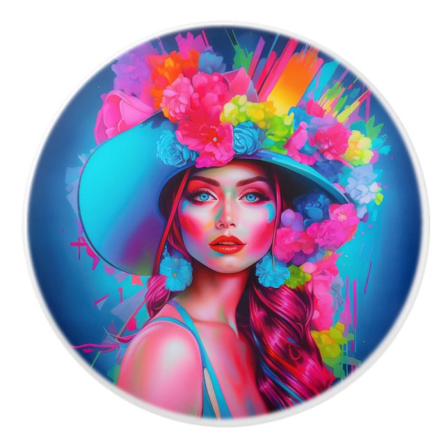 Neon Fantasy Blommigt Porträtt Knopp (Framsidan)