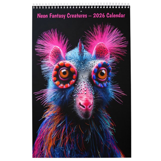 Neon Fantasy Creatures – 2026 Calendar Kalender (Omslag)