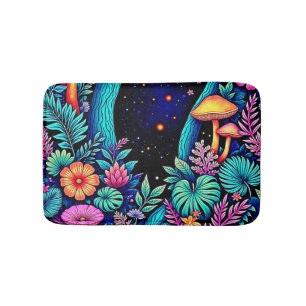 Neon Fantasy Forest Night Glow Design Badrumsmatta