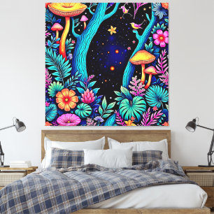 Neon Fantasy Forest Night Glow Design Canvastryck