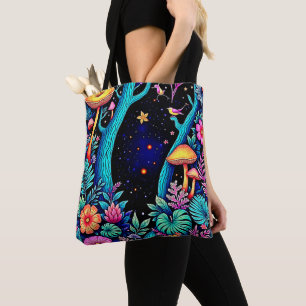 Neon Fantasy Forest Night Glow Design Tygkasse
