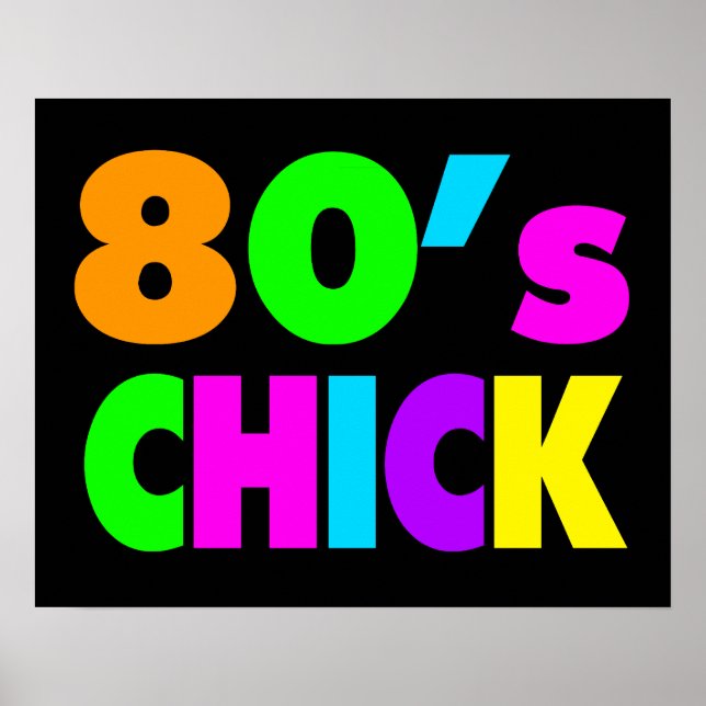 Neon Färg 80:s Chick Poster (Framsidan)
