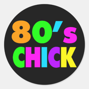 Neon Färg 80:s Chick Runt Klistermärke