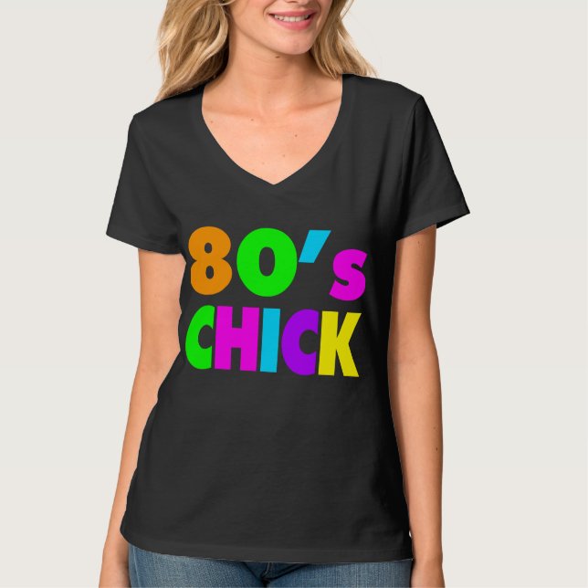 Neon Färg 80:s Chick Tee Shirt (Framsida)