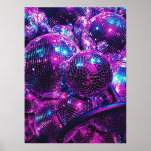 Neon Färg Disco Boll Poster