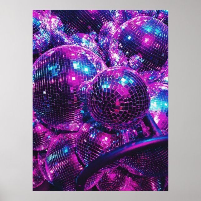 Neon Färg Disco Boll Poster (Framsidan)