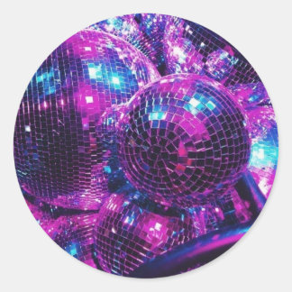 Neon Färg Disco Boll Sticker Runt Klistermärke