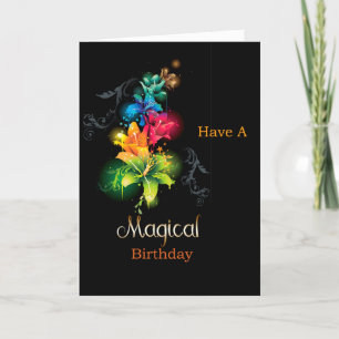 Neon Färg Fantasy Flowers Birthday Kort