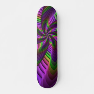 Neon Färg Flash Crazy Colorful Fractal Mönster Mini Skateboard Bräda 18,5 Cm