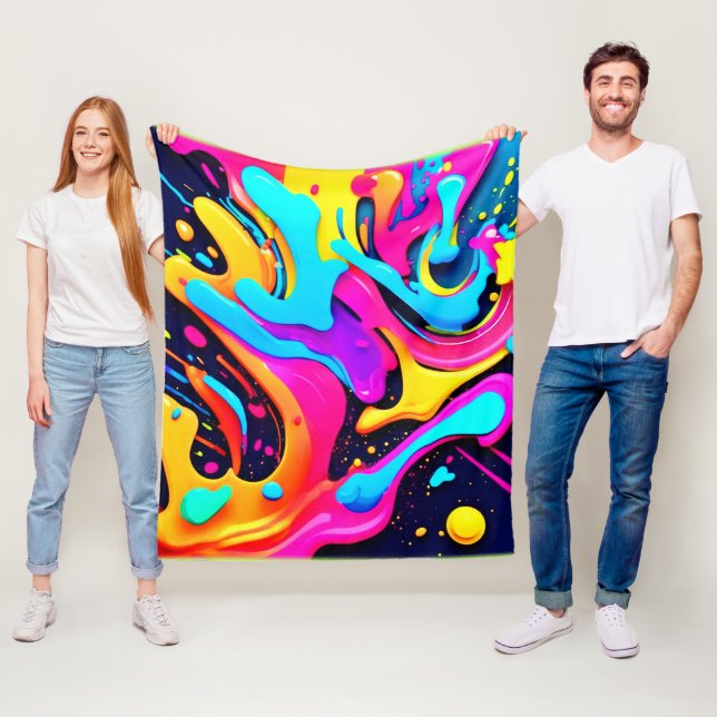 Neon Färg Fluid Dreams Fleecefilt (På plats)