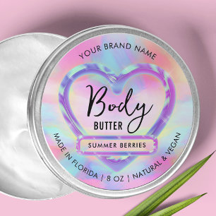 Neon Färg Hologragragrafisk brödtext Butter Burk P Runt Klistermärke