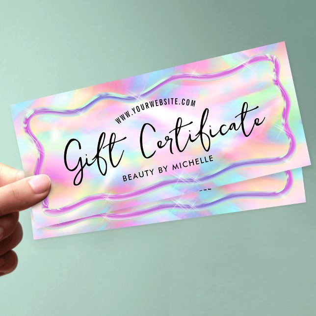 Neon Färg HolograGraps Spa Salon Gift-certifikat (Girly neon holographi effect gift certificate)