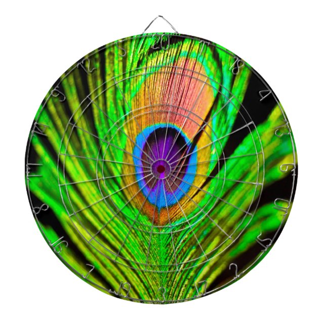 Neon Färg Peacock Feather Darttavla (Framsidan)