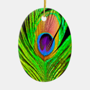 Neon Färg Peacock Feather Julgransprydnad Keramik