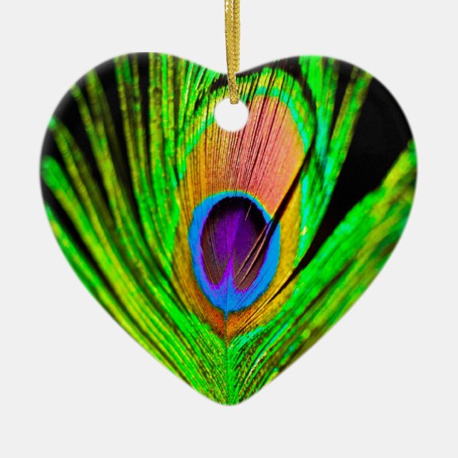 Neon Färg Peacock Feather Julgransprydnad Keramik (Framsidan)