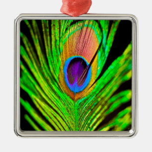 Neon Färg Peacock Feather Julgransprydnad Metall