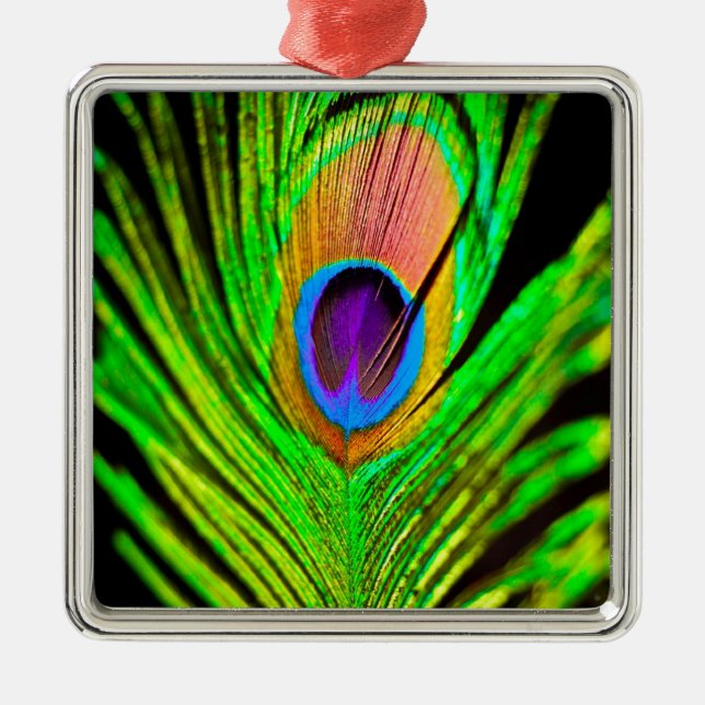 Neon Färg Peacock Feather Julgransprydnad Metall (Framsidan)