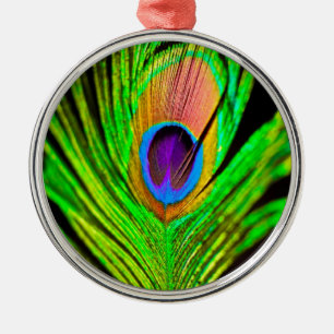 Neon Färg Peacock Feather Julgransprydnad Metall