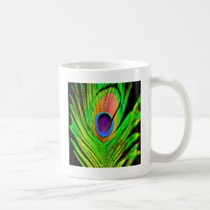 Neon Färg Peacock Feather Kaffemugg