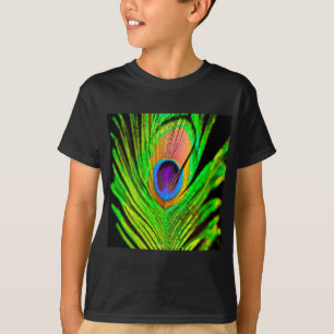 Neon Färg Peacock Feather T-shirt