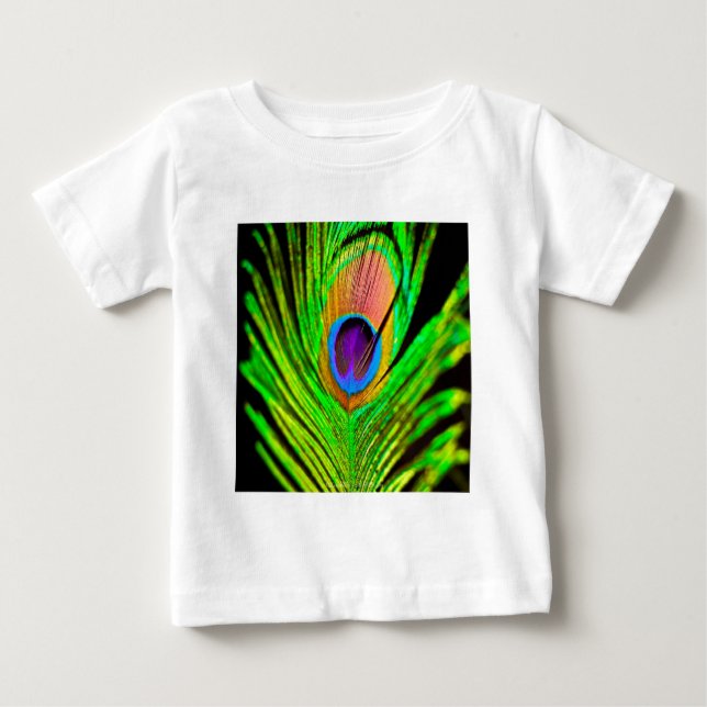 Neon Färg Peacock Feather T-shirt (Framsida)