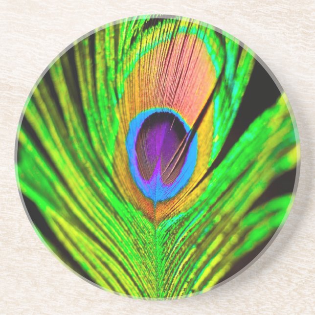 Neon Färg Peacock Feather Underlägg (Framsidan)