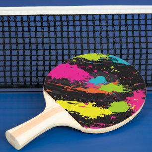 Neon Färg Retro Paint Splatter Pingisracket