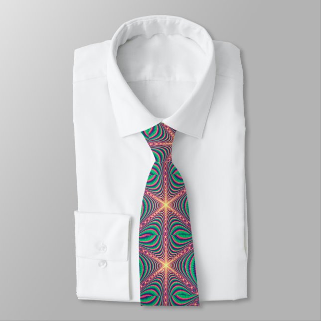 Neon Färg Rosa Grönt Design 2 Manar Necktie Slips (Bunden)