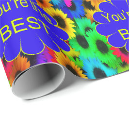 Neon Färg Solblommor Du är bäst Presentpapper