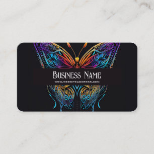 Neon Färg Söt Butterfly Black Visitkort